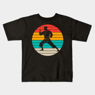 Krate Fighter Vintage Karateka Sunset MMA Kids T-Shirt